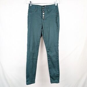 1822 Denim Womens Size 4 Green High Rise Button Fly Skinny Jeans Pants